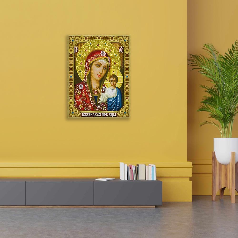 Алмазная мозаика Икона Казанская на подрамнике 40x50 см (27576)