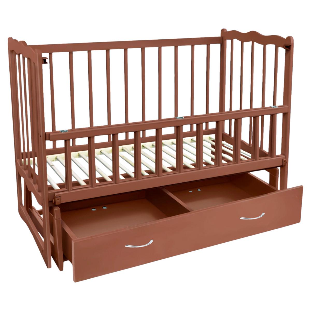 Кроватка детская маятник TOYS Сон с откидным бортиком/ящик Шоколад Кроватка детская маятник TOYS Сон с откидным бортиком/ящик Шоколад