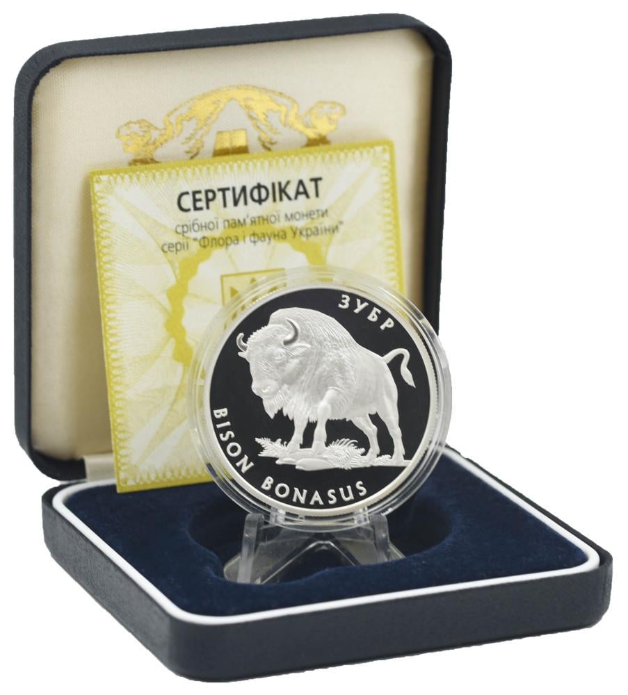 Коллекционная монета Украина 10 гривен 2003 Серебро Proof Зубр
