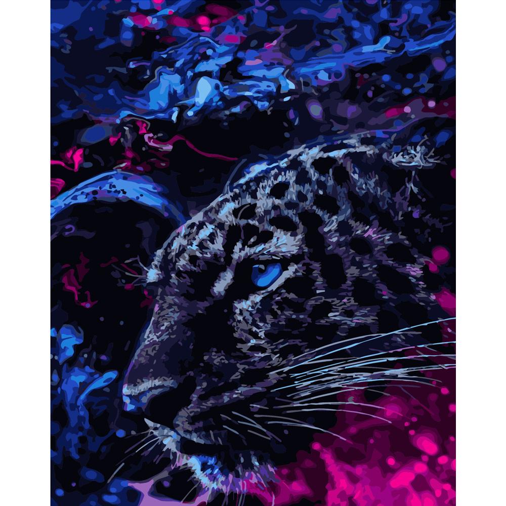 Картина по номерам Strateg Премиум Взгляд большой кошки 40x50 см (GS194)