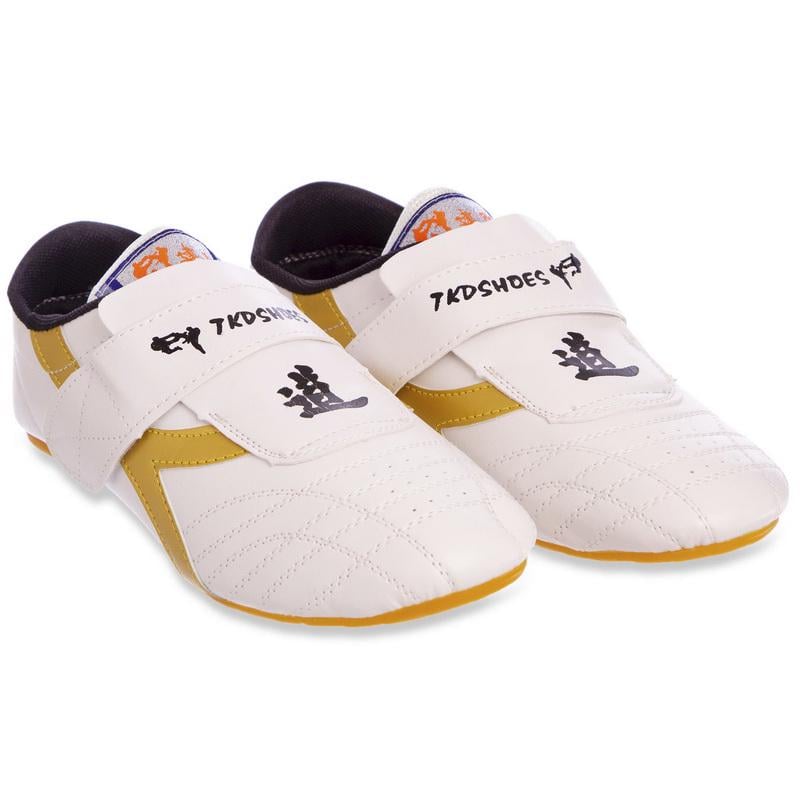 Степки для тхэквондо SP-Sport OB-0190 верх PVC подошва PU р. 39/24 см Белый/Золотой (6936116105128)