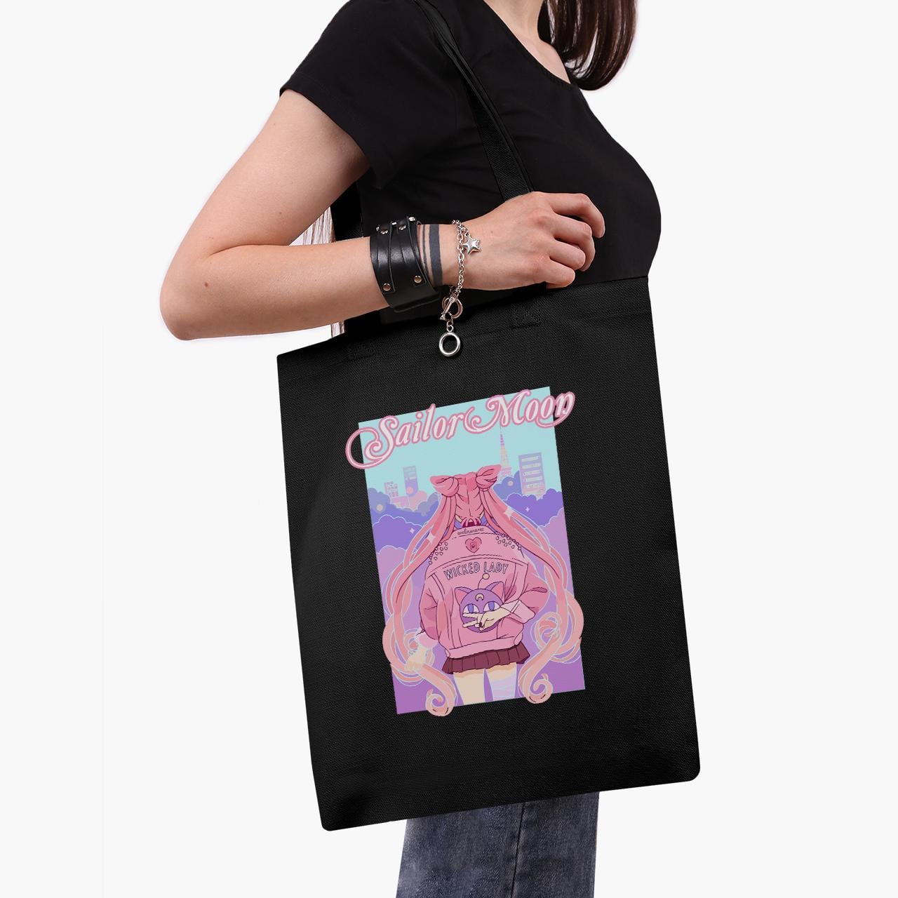 Эко сумка шоппер Sailor Moon 41x35 см Черный (9227-2913-BK)