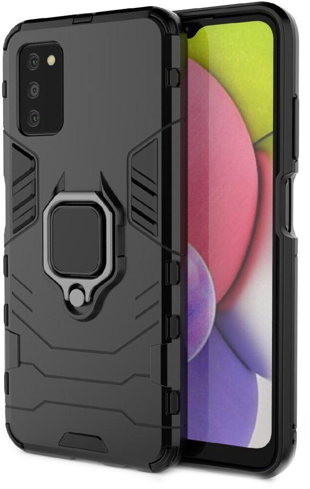 Противоударный чехол Transformers для Samsung Galaxy A03s A037 (подставка кольцо) Black (24142-2B)