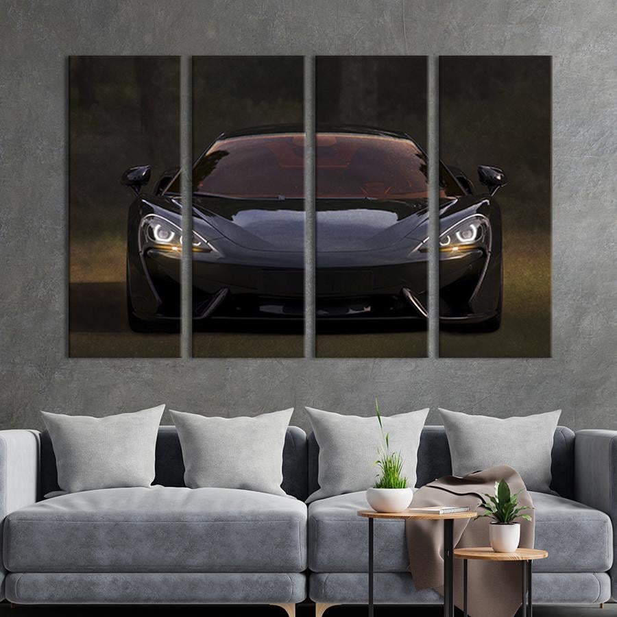 Картина модульная из 4 частей Спортивный черный автомобиль M 89x53 см (103-41)