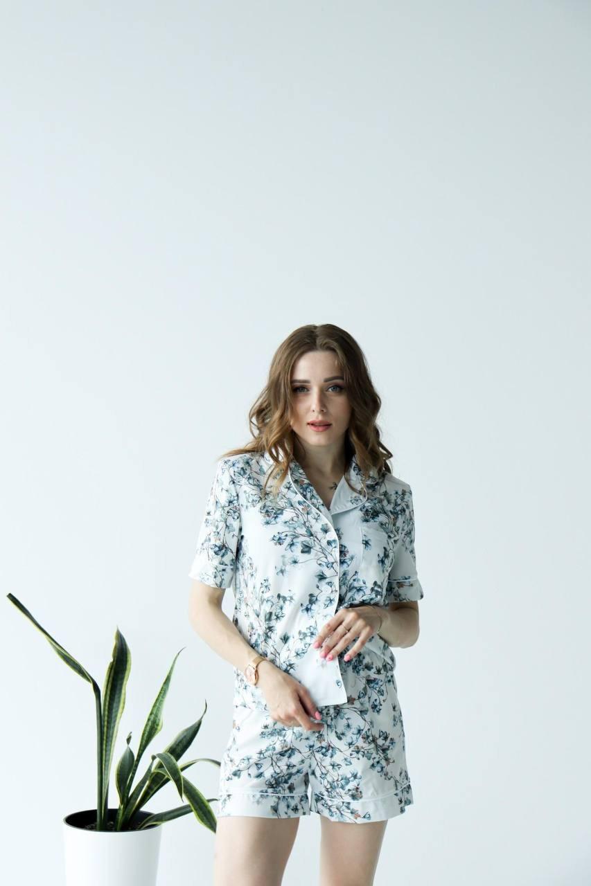 Піжама жіноча НЛ з кантом сорочка і шорти M/L супер софт (11078662)