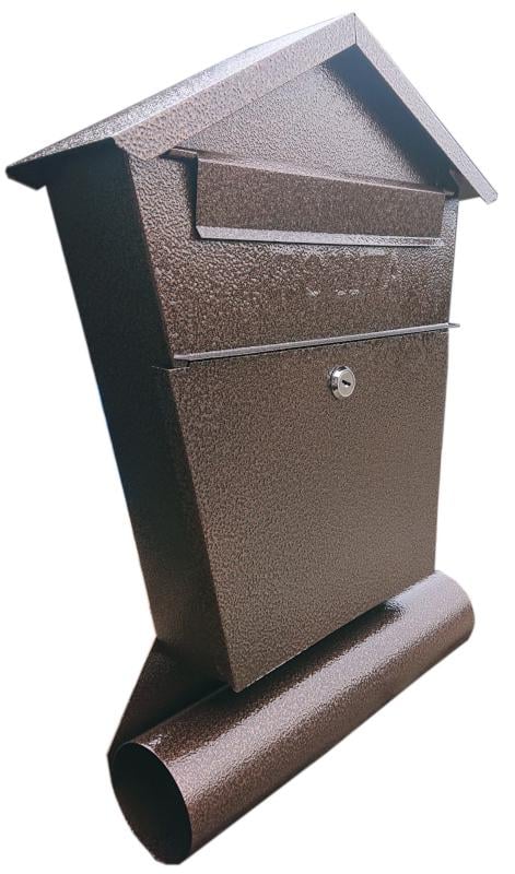 Поштова скринька Хатинка з трубою 430х340х77 мм Коричневий (6)