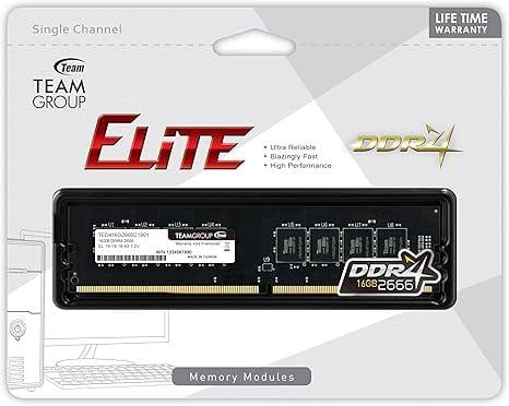 Оперативна пам'ять Team Elite DIMM 16 Гб DDR4 2666 МГц CL19 Чорний (TED416G2666C1901) - фото 4 Оперативна пам'ять Team Elite DIMM 16 Гб DDR4 2666 МГц CL19 Чорний (TED416G2666C1901) - фото 4