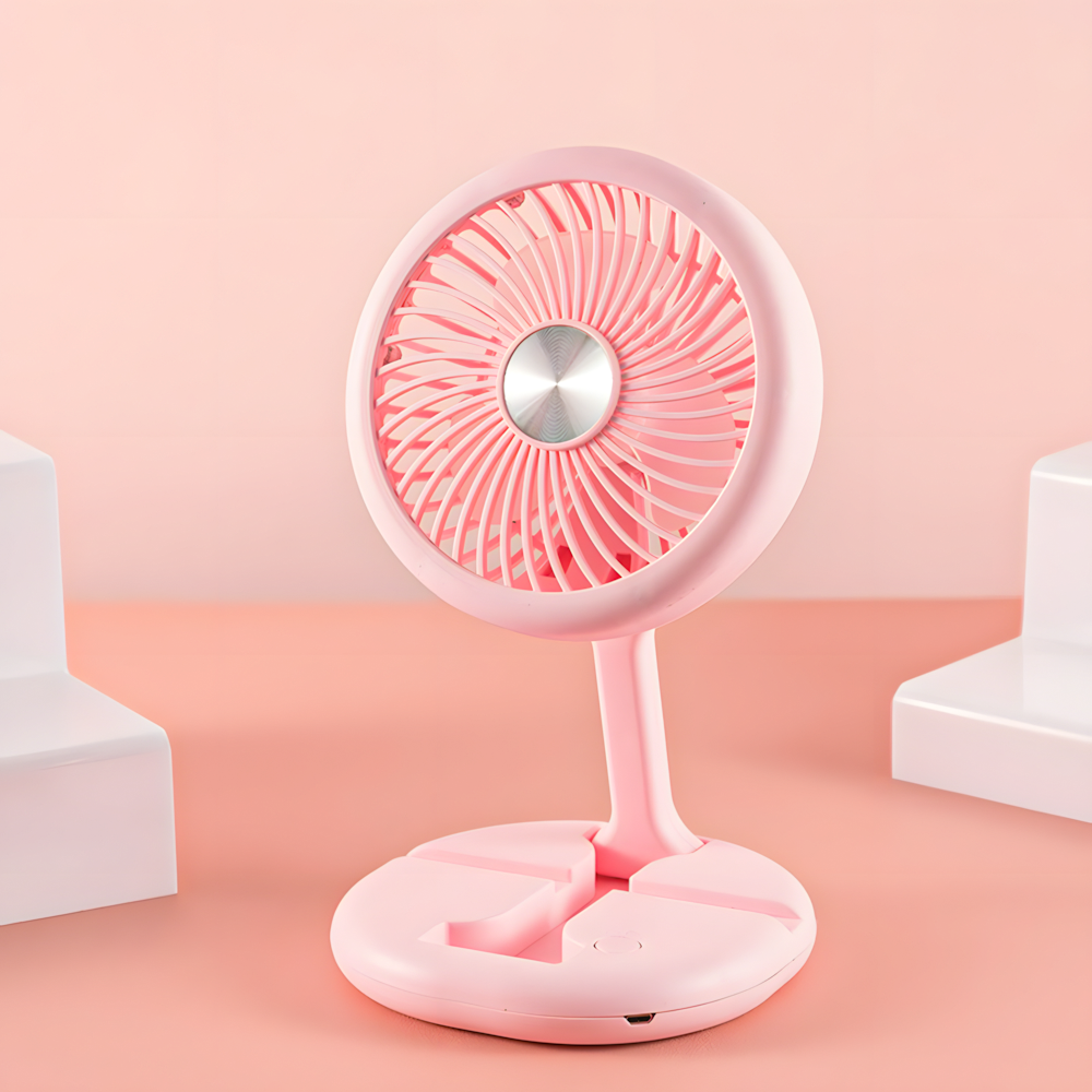 Вентилятор портативний настільний на акумуляторі 400 мАг USB 2 режими тримач для телефону Рожевий (27432464) - фото 7 Вентилятор портативний настільний на акумуляторі 400 мАг USB 2 режими тримач для телефону Рожевий (27432464) - фото 7