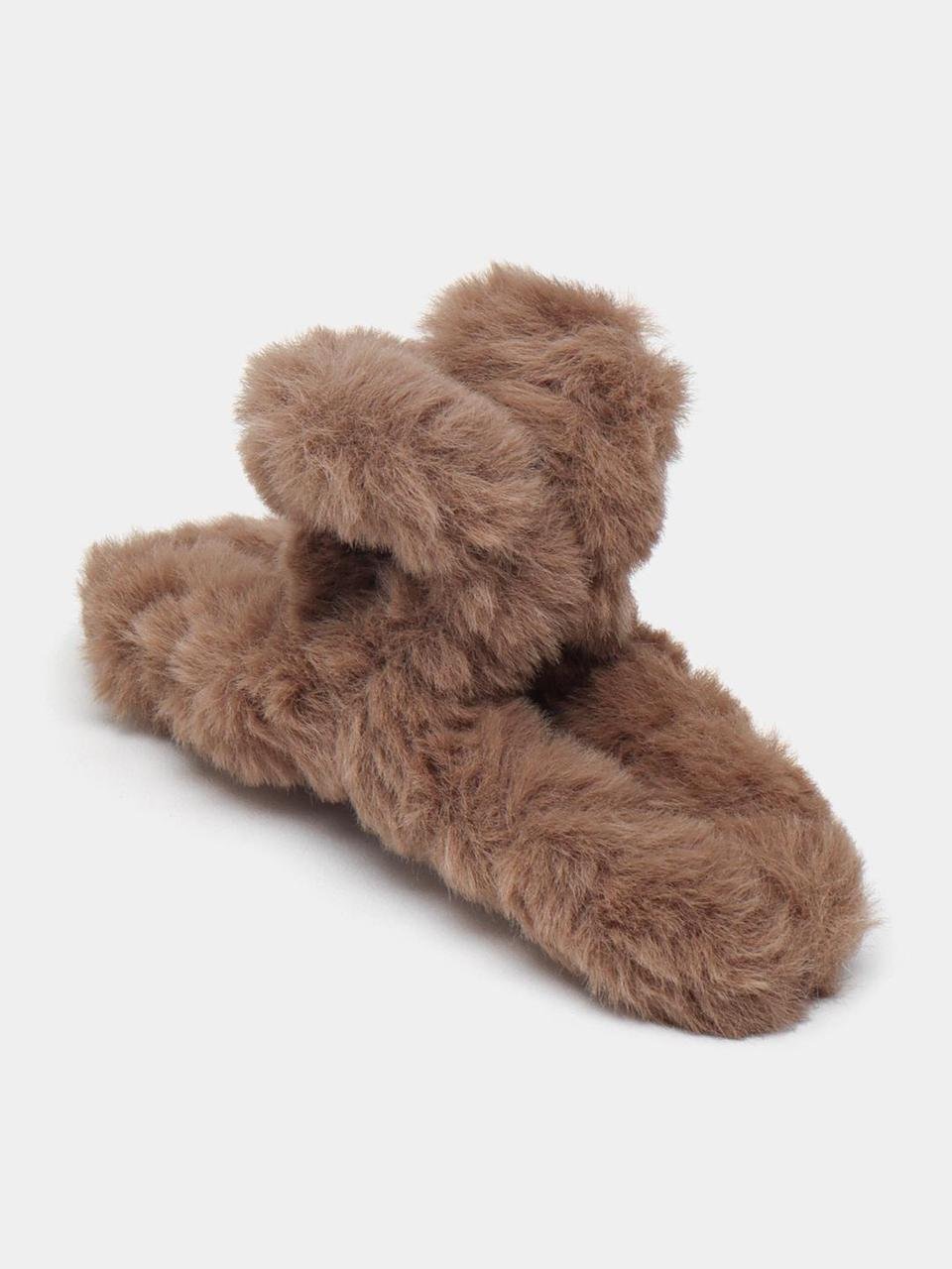 Шпилька-краб для волосся плюшева зі штучного хутра Коричневий (2476286019)