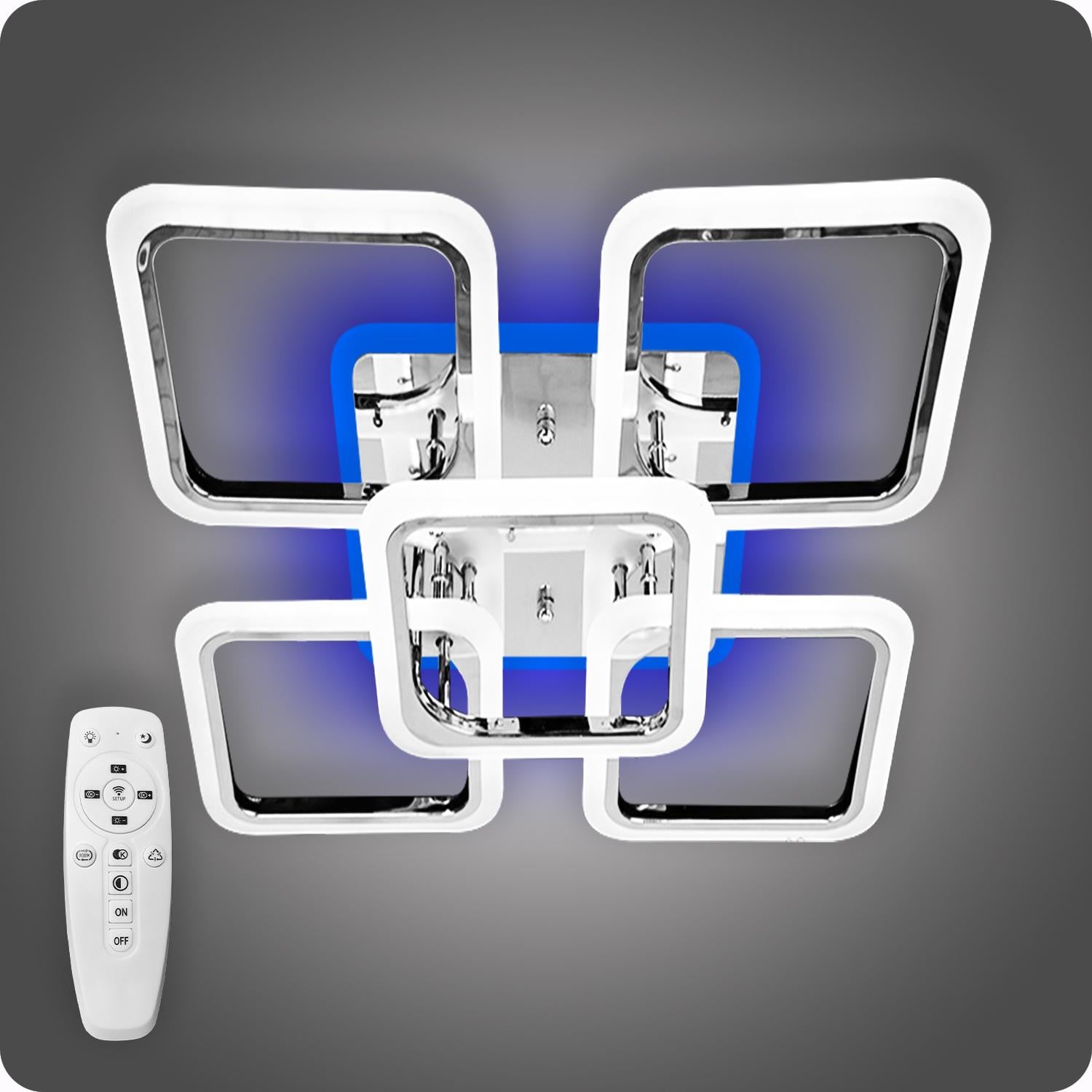 Люстра светодиодная 517 Dlight 3color с пультом 120 Вт Хром (02014)