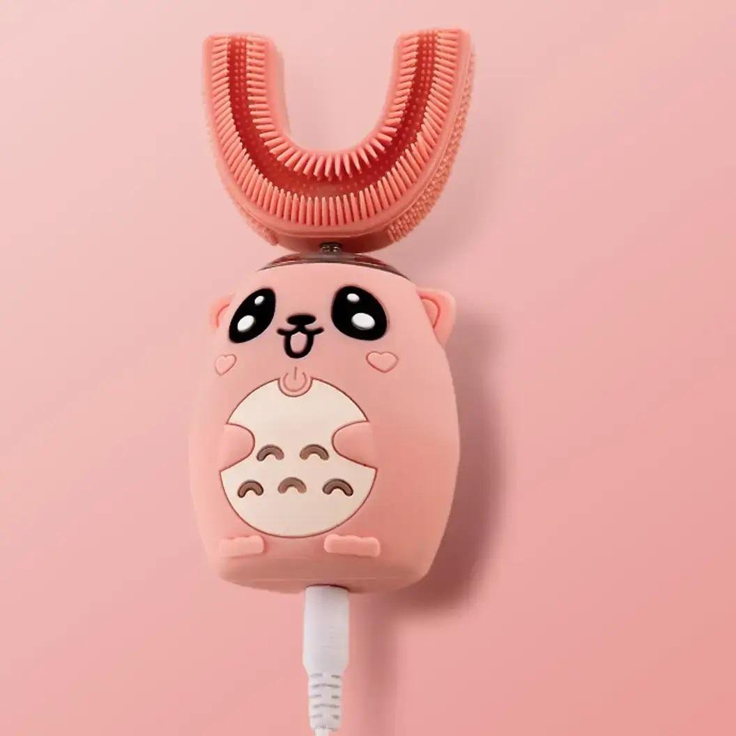 Зубна щітка-капа дитяча електрична U-подібна зі звуковими ефектами 8-15 років Рожевий (3856bf7e) - фото 1