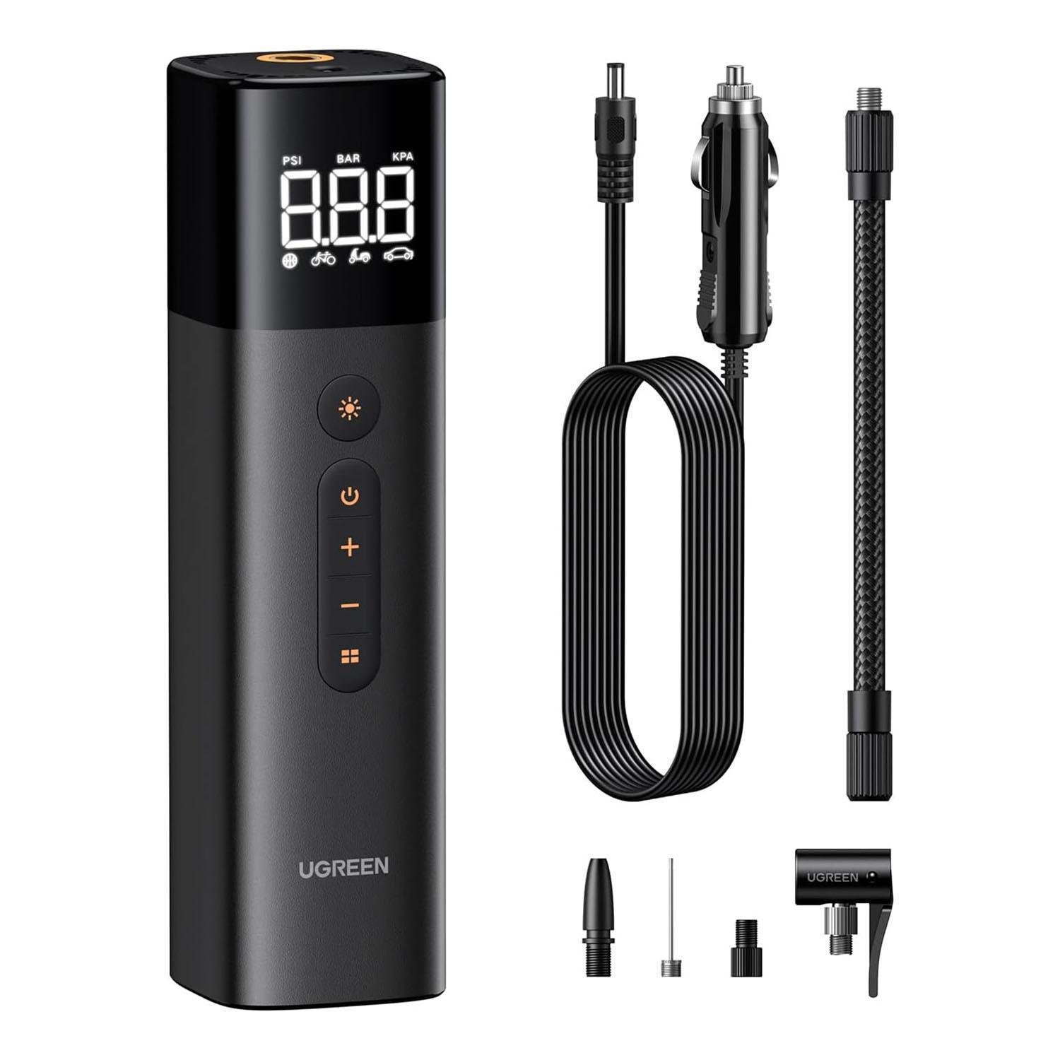 Компресор UGREEN 150psi 35 л/хв LED від прикурювача Чорний (35573)