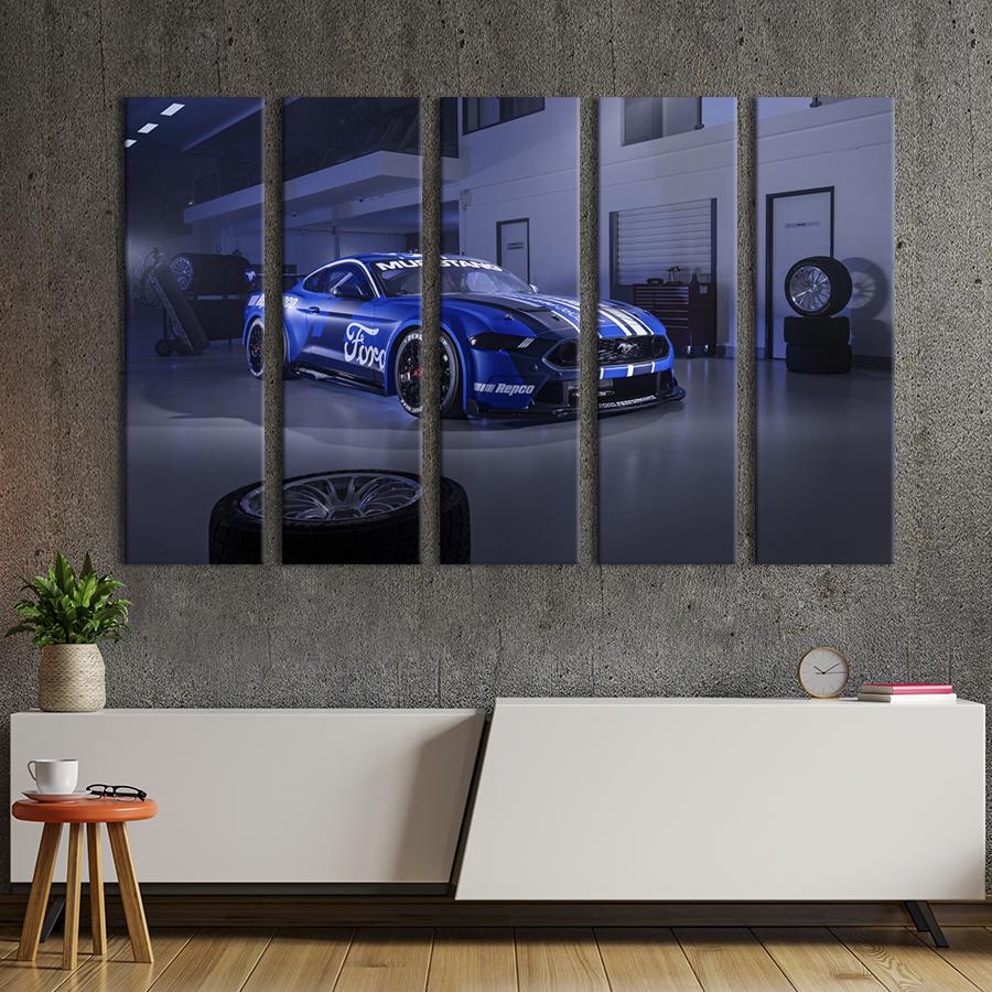 Картина на холсте Шикарный гоночный автомобиль Ford Mustang GT Gen3 155x95 см (1284-51)