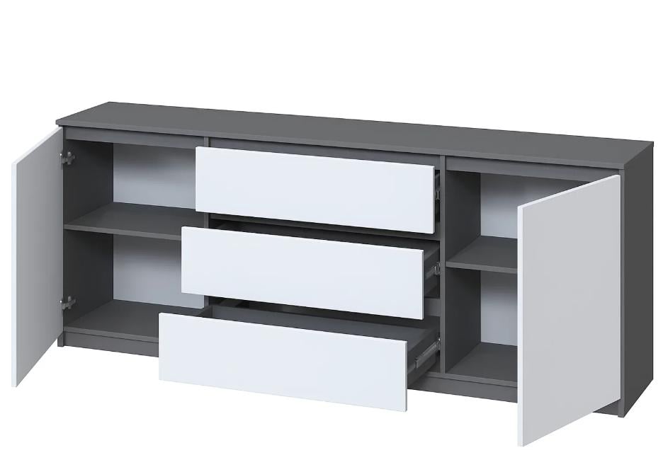 Комод Мастер Форм Брайт 1800х376х730 мм Антрацит/Белый (33117) - фото 2