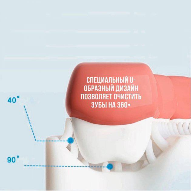 Дитяча зубна щітка капа U-подібна 360 градусів 6-12 років Рожевий (3e5dc798) - фото 4