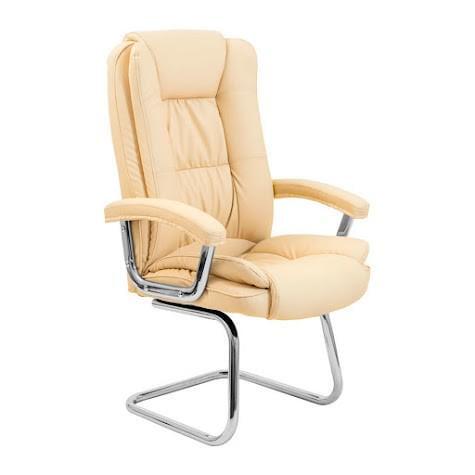 Крісло офісне комп'ютерне California VIP CF хром натуральна шкіра Lux Комбо Бежеве - фото 2