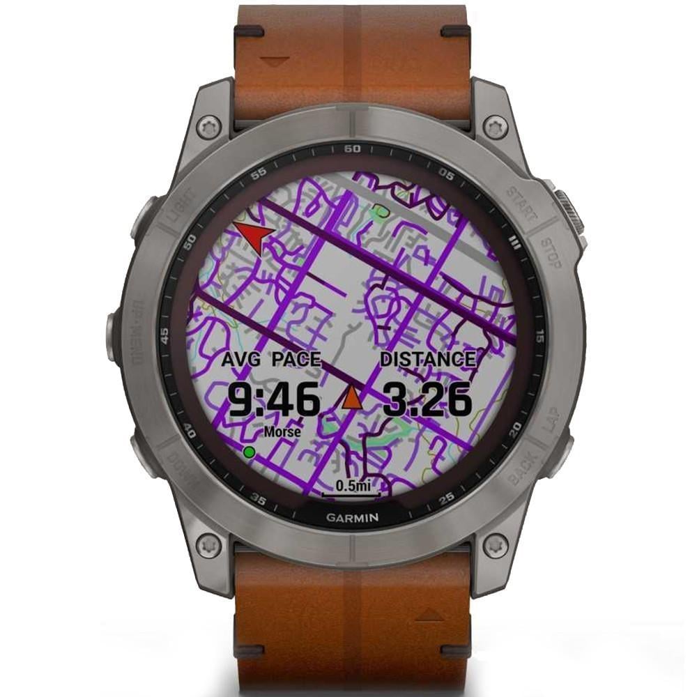 Смарт-часы Garmin fenix 7X Sapphire Solar Titanium with Chestnut Leather Band (010-02541-19) - фото 5