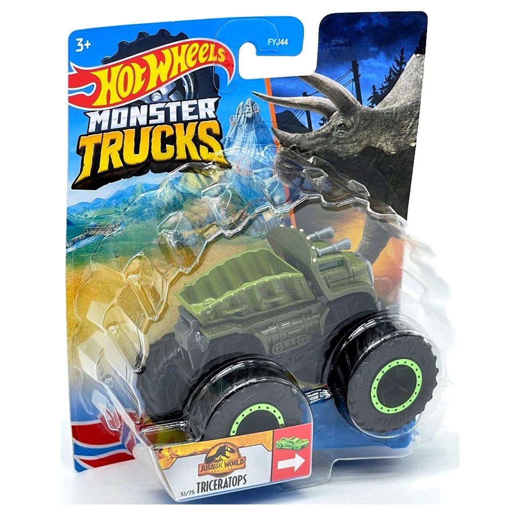 Базовая коллекционная машинка-внедорожник Hot Wheels серии Monster Trucks Jurassic World-Triceratops 164