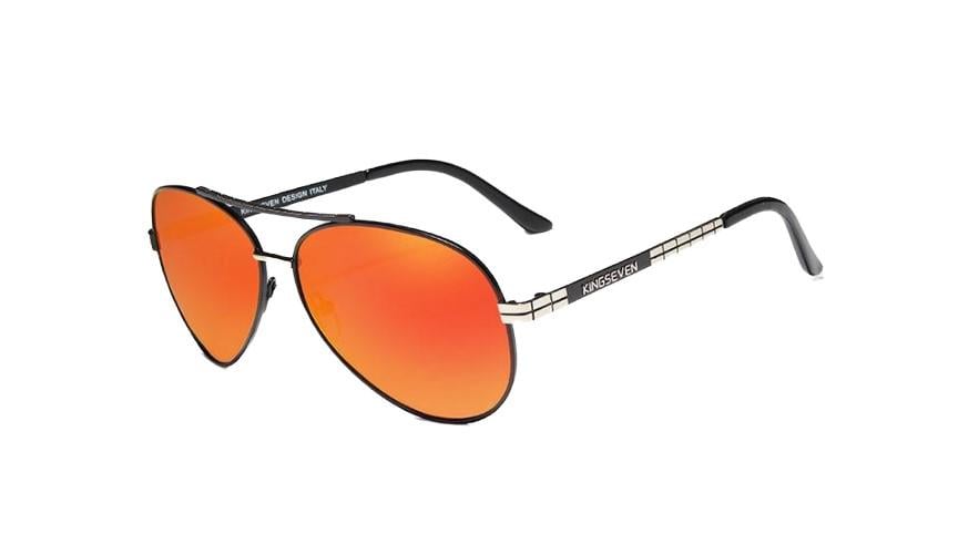 Солнцезащитные очки KINGSEVEN DESIGN N7840/N740 Авиаторы в классической оправе и поляризованными линзами Черный/Красный