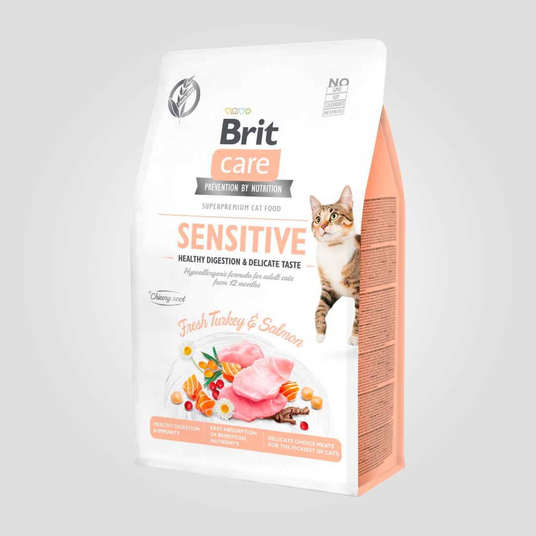 Корм сухий Brit Care Sensitive для кішок з чутливим травленням індичка та лосось 400 г (20504479)