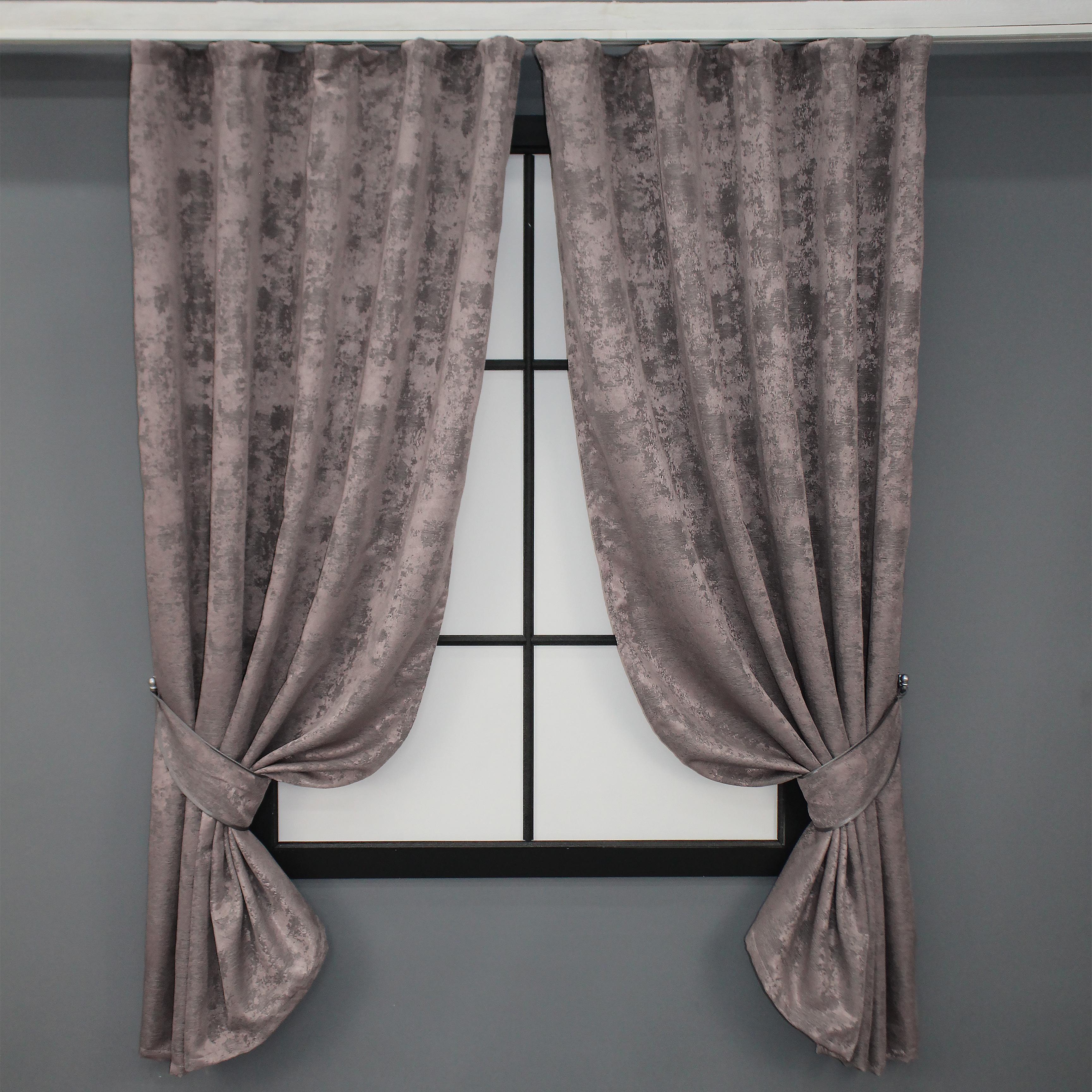 Комплект штор коротких VR-Textil Жаккард Sultan YL № 1210ш 130х170 см 2 шт. Серо-пудровый (35-0073)