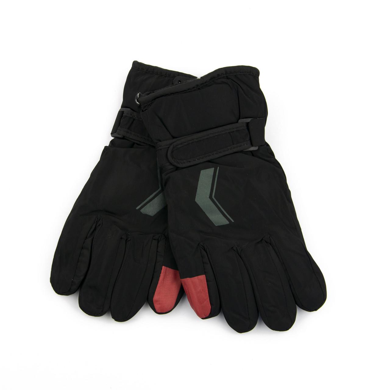Перчатки болоневые лыжные подростковые с мехом на липучке 10-12 лет Черный (23-12-68)