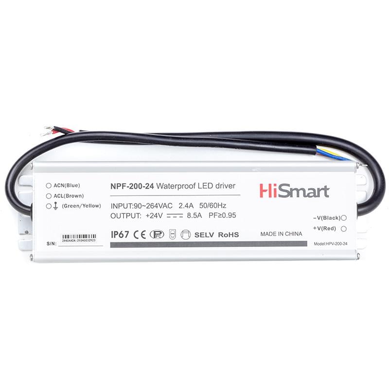 Блок живлення HiSmart 24V 8,5A 200W PFC IP67
