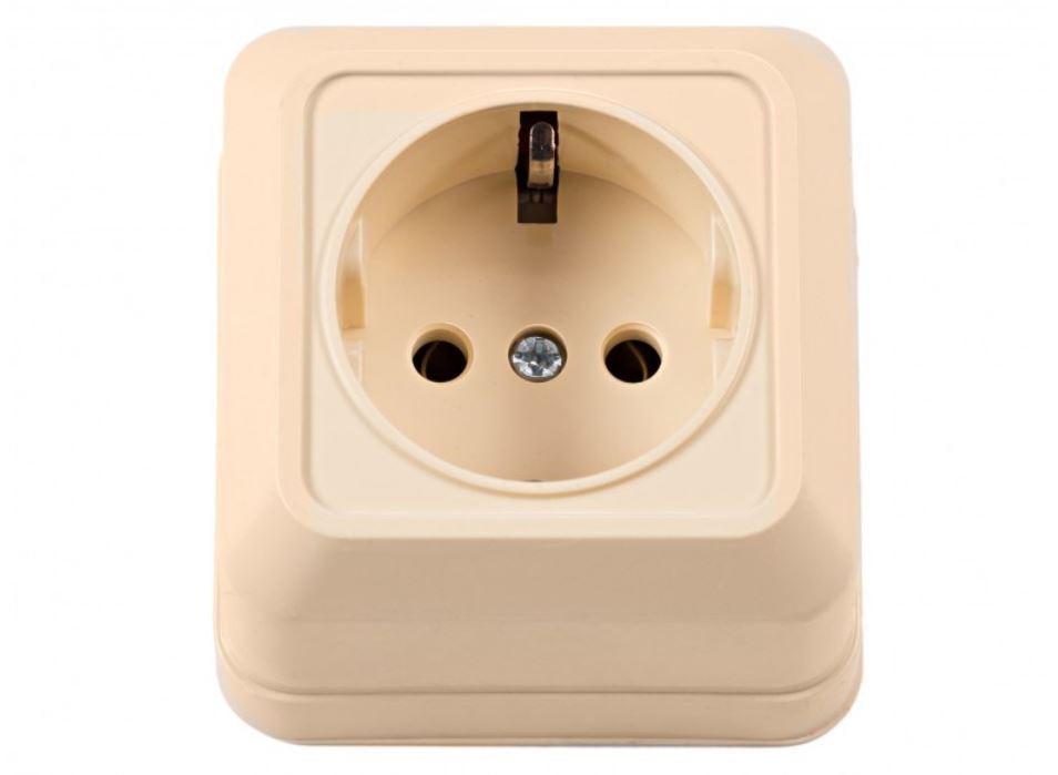 НаРозетка наружная Luxel Opera с заземлением Кремовый (2304)