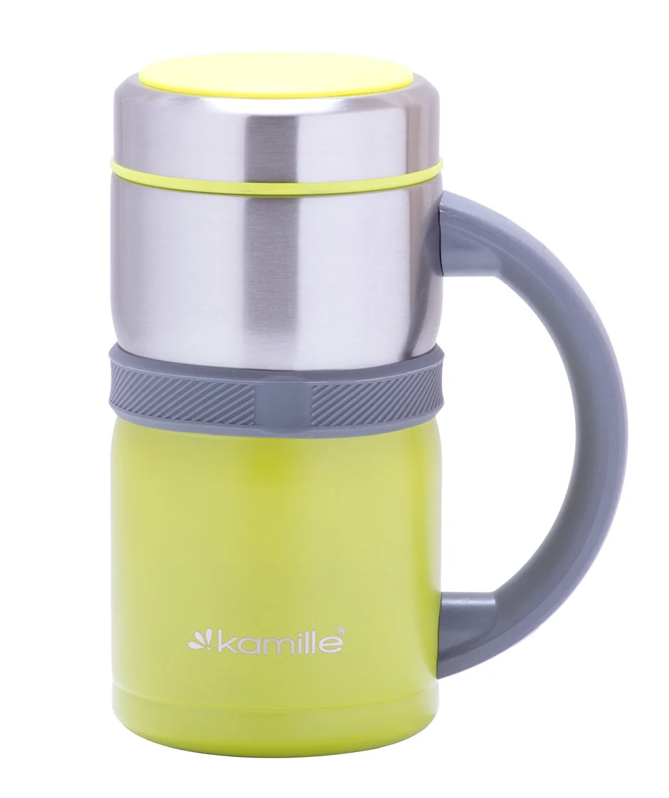 Термокружка Kamille с пластиковой ручкой 500 мл Салатовый (MKM-2018)