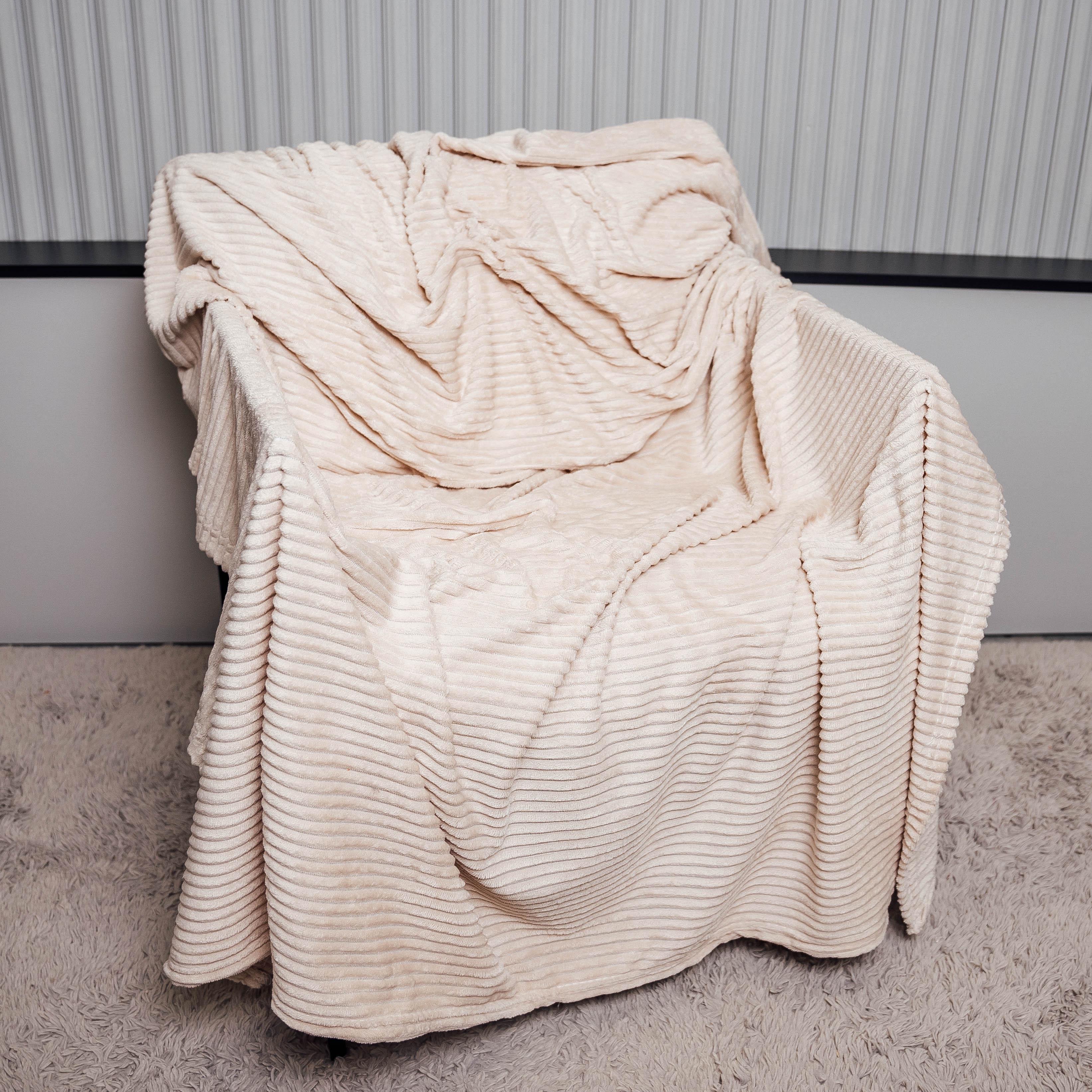 Плед Смугасті обійми нові євро 200х240 см Молочний (88118) - фото 1