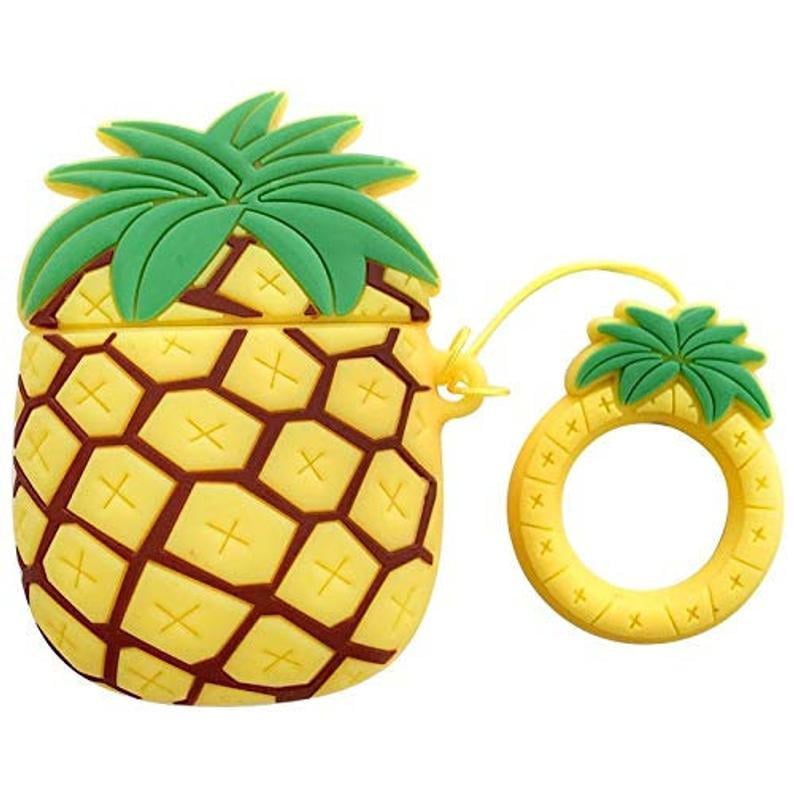 Футляр противоударный силиконовый Smile Fruits для наушников AirPods 1/2 с кольцом Pineapple (00000031657_3)