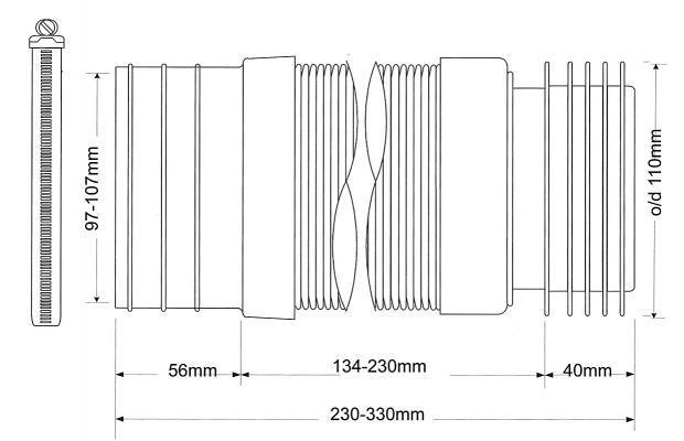 Гофротруба растяжная для унитаза Mcalpine 260-420 мм с металлическим хомутом (WC-F23RJ) - фото 2