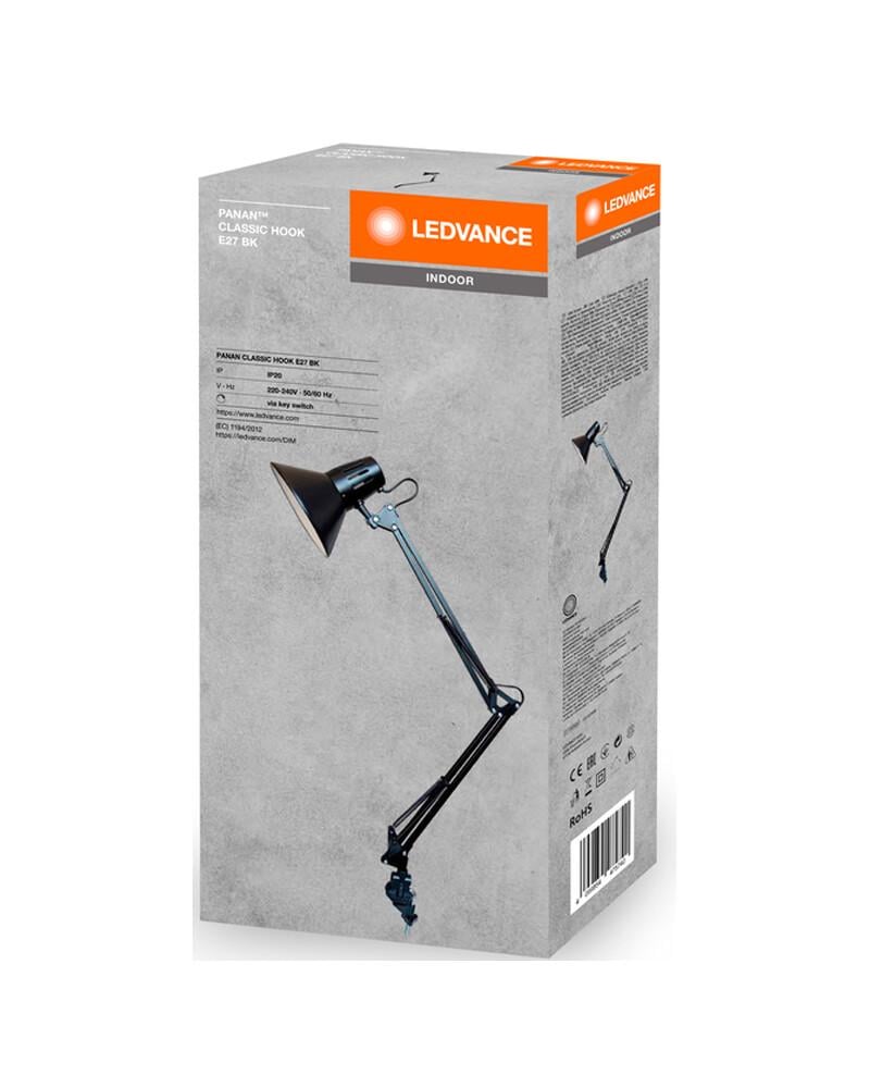 Настільна лампа Ledvance 4099854363924 Panan Classic Hook E27 1x40W IP20 Чорний (27553222) - фото 2 Настільна лампа Ledvance 4099854363924 Panan Classic Hook E27 1x40W IP20 Чорний (27553222) - фото 2