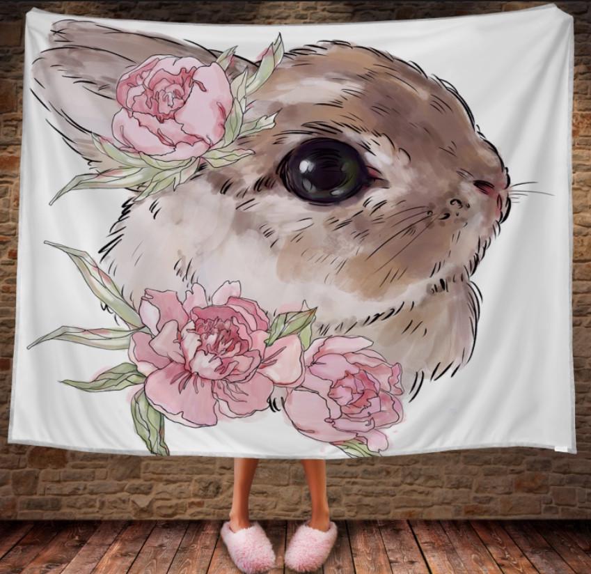 Плед с 3D принтом Кролик акварель 150х200 см (epi_1754)