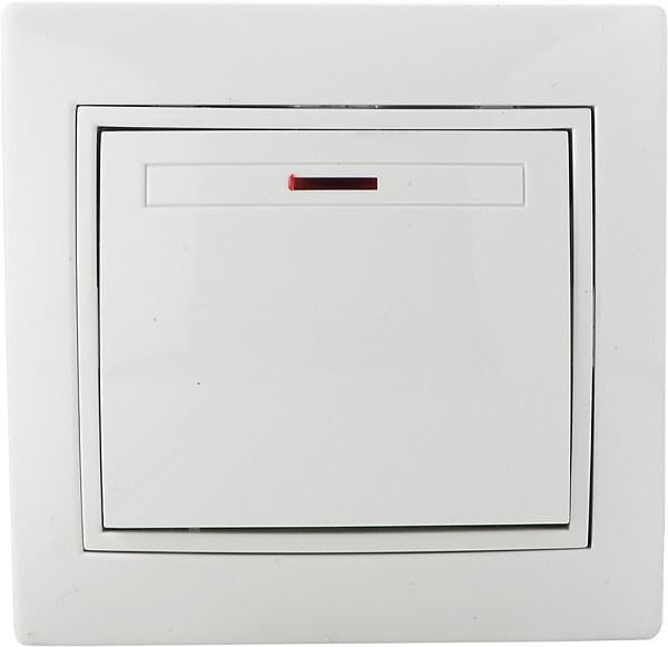 Выключатель одноклавишный с подсветкой АСКО-УКРЕМ BBсб10-1-1-Fl-W серия FL Белый (00000032105)