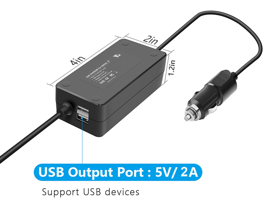 Автомобильное зарядное устройство для квадрокоптера DJI Mavic 3 DC 17,6V 3A 2хUSB - фото 3