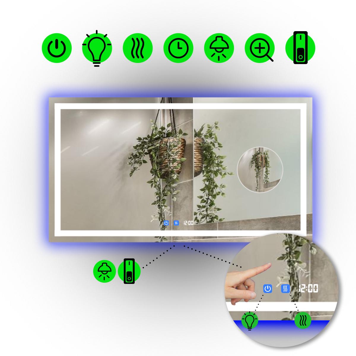 Зеркало с LED подсветкой Karnet с двумя сенсорами/часами и механическим включателем 100x80 см (Karnet/1000x800/5191-25/26/1) Зеркало с LED подсветкой Karnet с двумя сенсорами/часами и механическим включателем 100x80 см (Karnet/1000x800/5191-25/26/1)