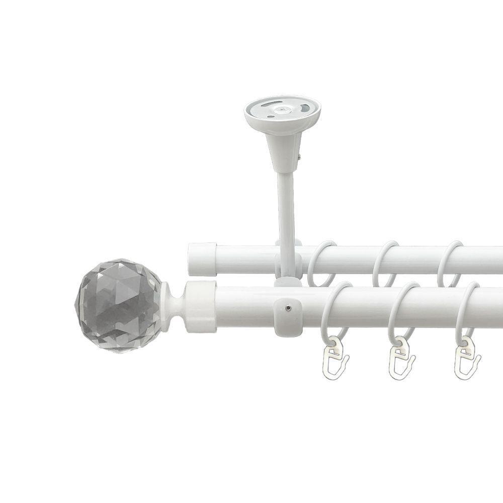 Карниз Orvit Люміера металевий дворядний відкритий до стелі гладка труба кільце металеве 25/19 мм 160 см Арктіс (00-00021125) - фото 1