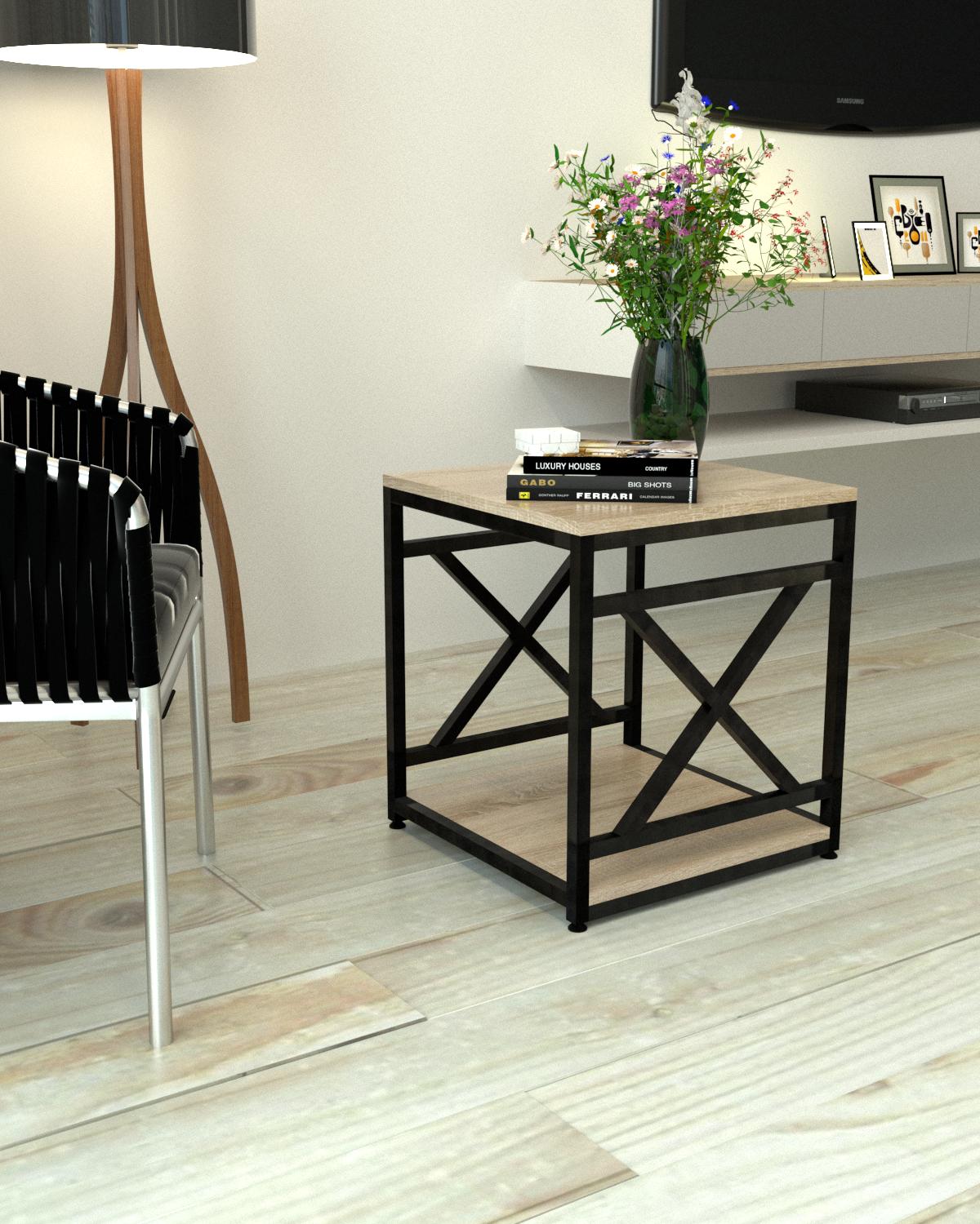 Журнальний столик EcoLoft Кросса DSP-1355-6 в стилі лофт Дуб сонома (31918882)