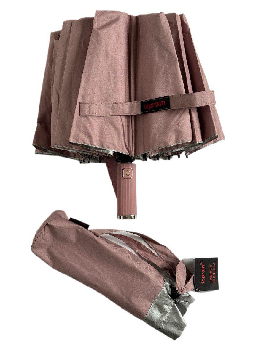 Парасолька-автомат Toprain Umbrella однотонна 16 спиць зі сріблом під куполом Пудровий (4016/11) - фото 3 Парасолька-автомат Toprain Umbrella однотонна 16 спиць зі сріблом під куполом Пудровий (4016/11) - фото 3