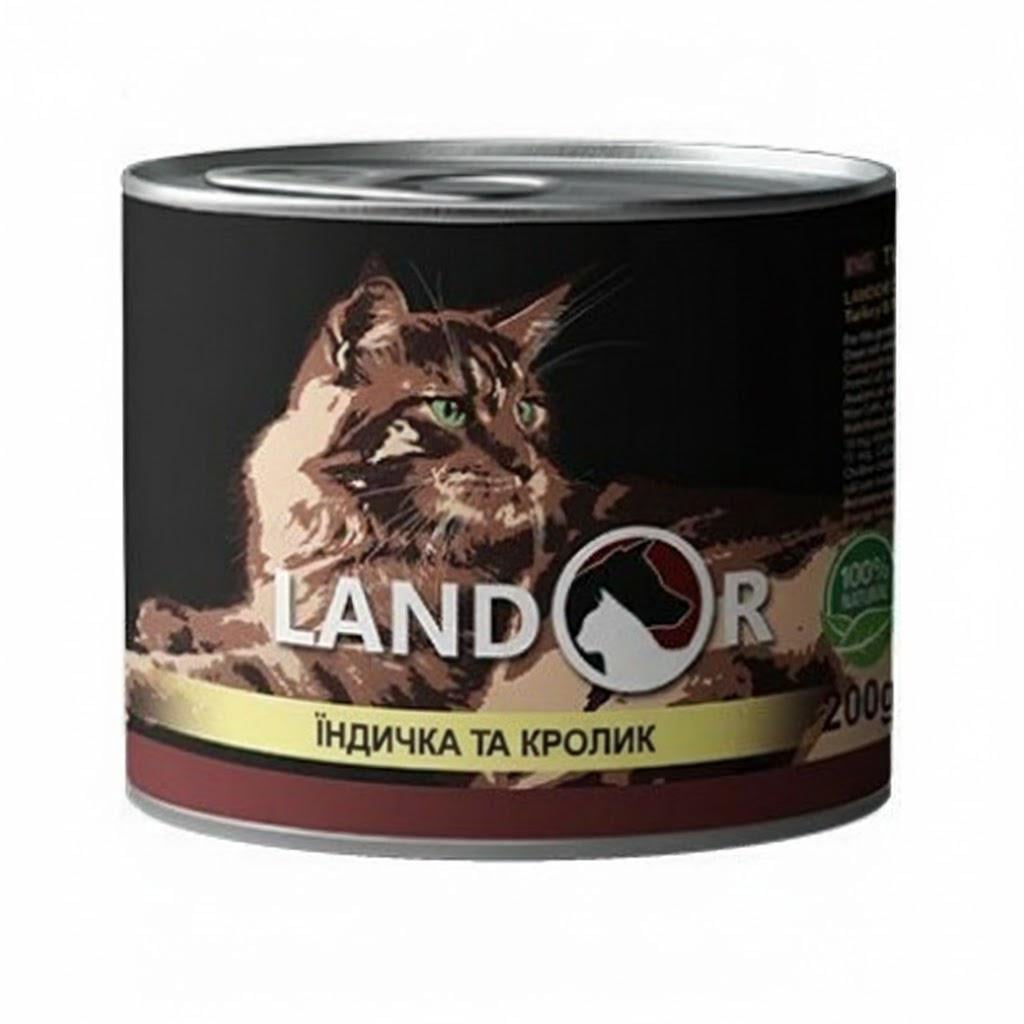 Корм влажный для взрослых котов LANDOR Turkey&Rabbit Индейка с кроликом полноценный 200 г (31365319)