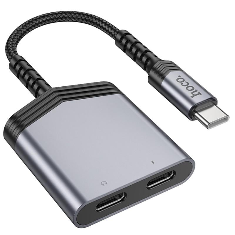 Переходник Hoco LS40 Type-C ко 2-й Type-C Metal gray (00000073926_1)