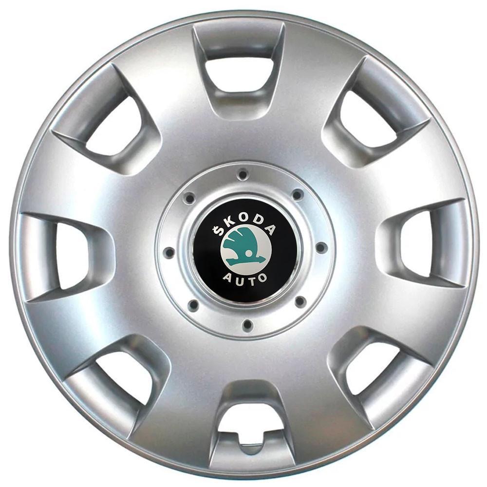 Колпаки автомобильные R15 Skoda Зеленый 304 SJS 4 шт. Серебристый