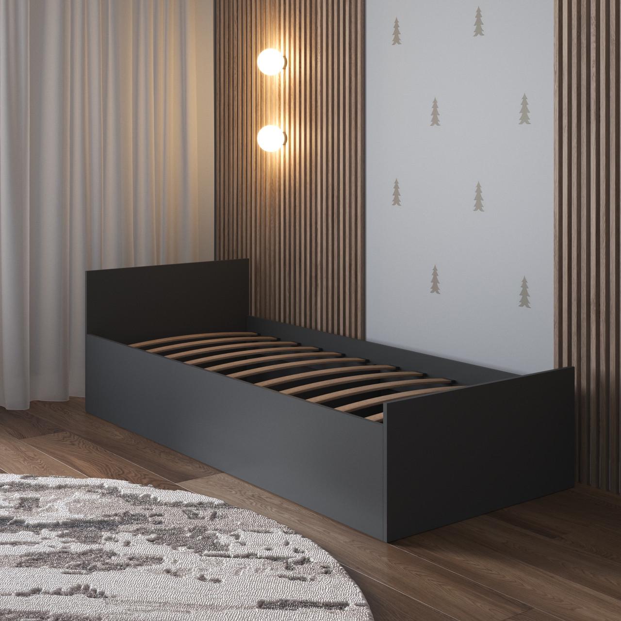 Ліжко односпальне дитяче Vays 80x190 см 194х84х60 см Графіт (34060883)