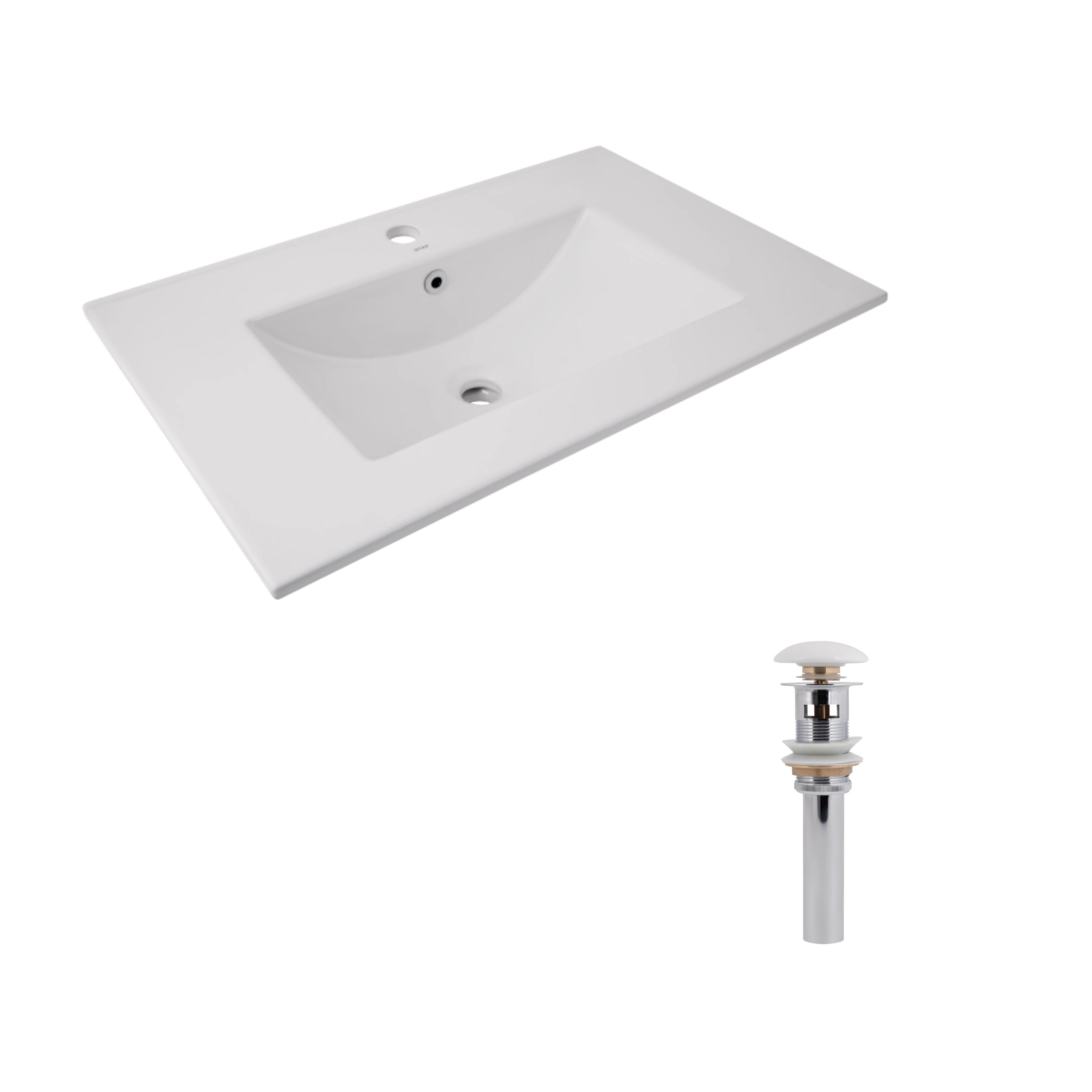 Комплект Q-tap Albatross с донным клапаном Pop-up PU02O раковина прямоугольная врезная 720x460x180 мм White (32900127)