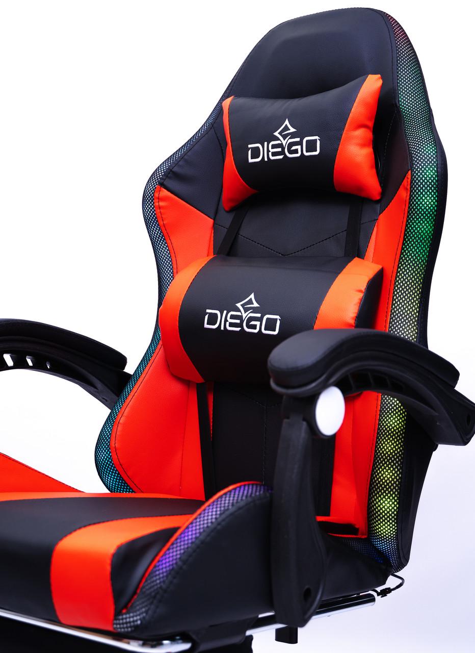 Кресло геймерское Diego с подставкою для ног и подсветкою Черно-красный - фото 9 Кресло геймерское Diego с подставкою для ног и подсветкою Черно-красный - фото 9