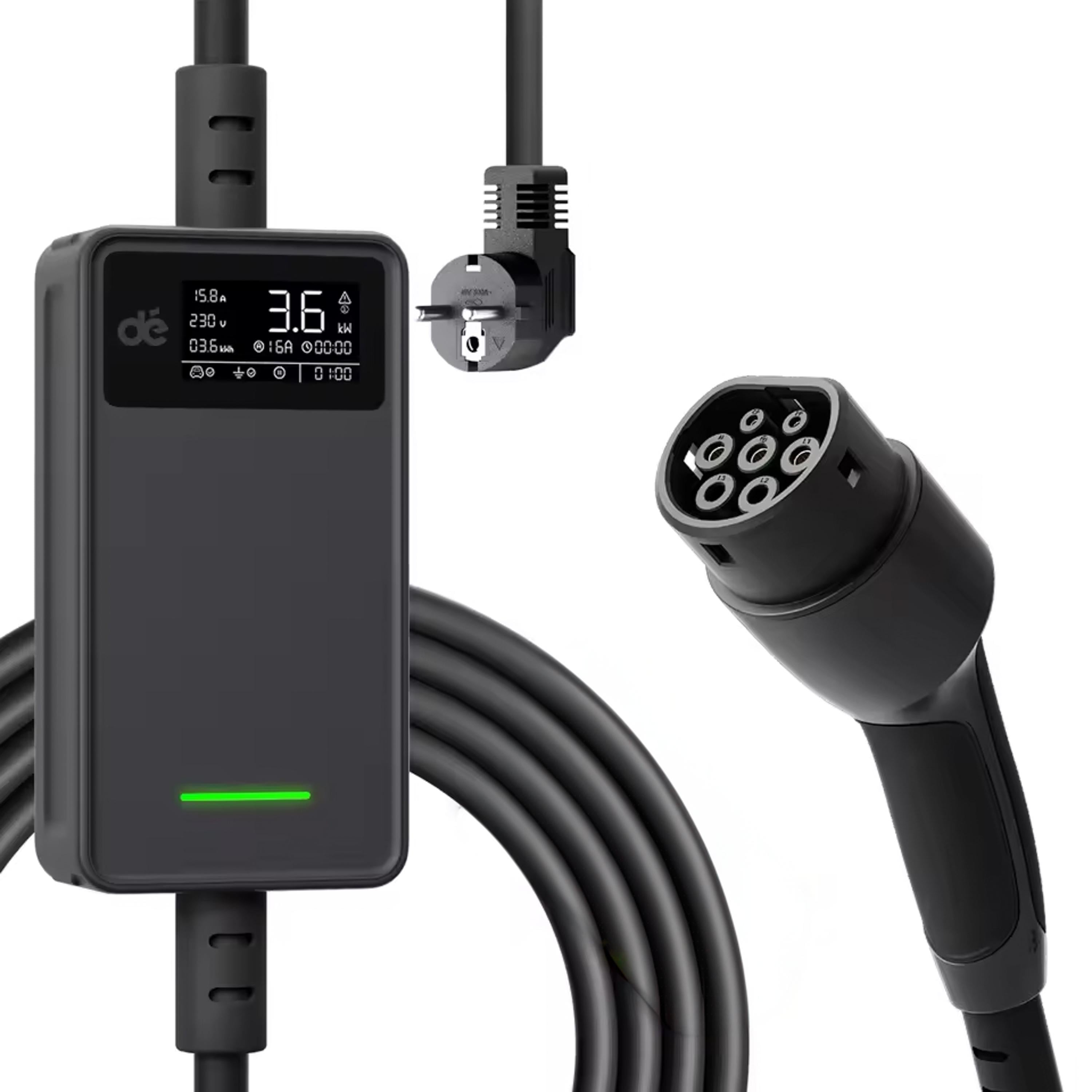 Зарядка для электромобиля Dépow 3,5 кВт 16A Type2 6 м (DE3.5-16-1PH-TP2-C6)