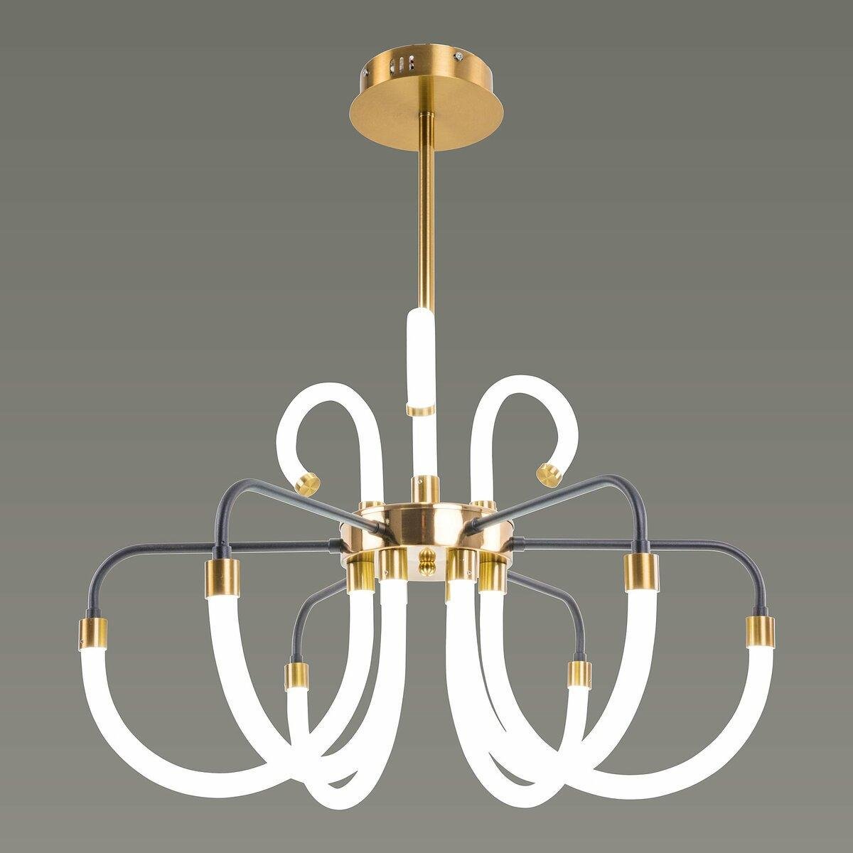 Люстра світлодіодна Sirius 87W на шість розсіювачів вигнутої форми 3000-6500K з пультом Бронзовий (N 3909-6)