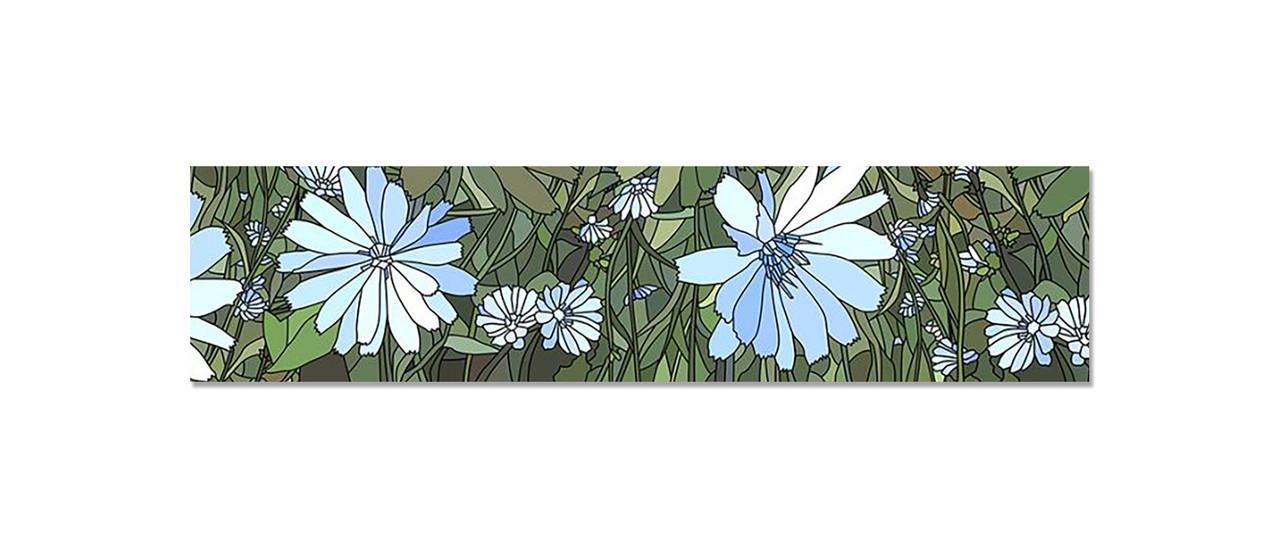 Наклейка виниловая на кухню Zatarga Голубые Цветы витраж 600х2500 мм (1289776753)
