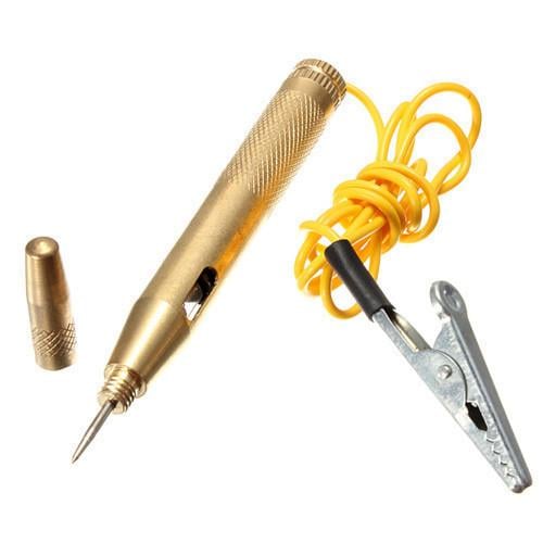 Тестер автомобильный пробник индикатор напряжения фазометр металл DC 6-24 В Gold (287370)